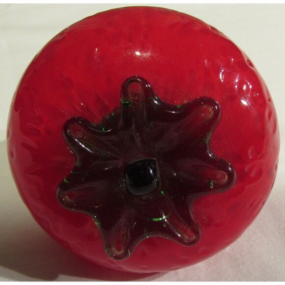 Glass Strawberry red fruit green stem home decor kitchen - Picture 2 of 4